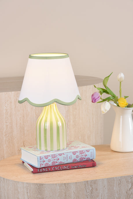 Dar Aimee Twin Pack Table Lamp Green Ceramic With Shade