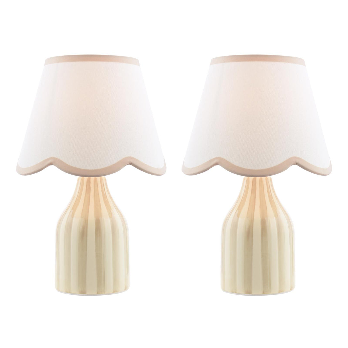 Dar Aimee Twin Pack Table Lamp Taupe Ceramic With Shade