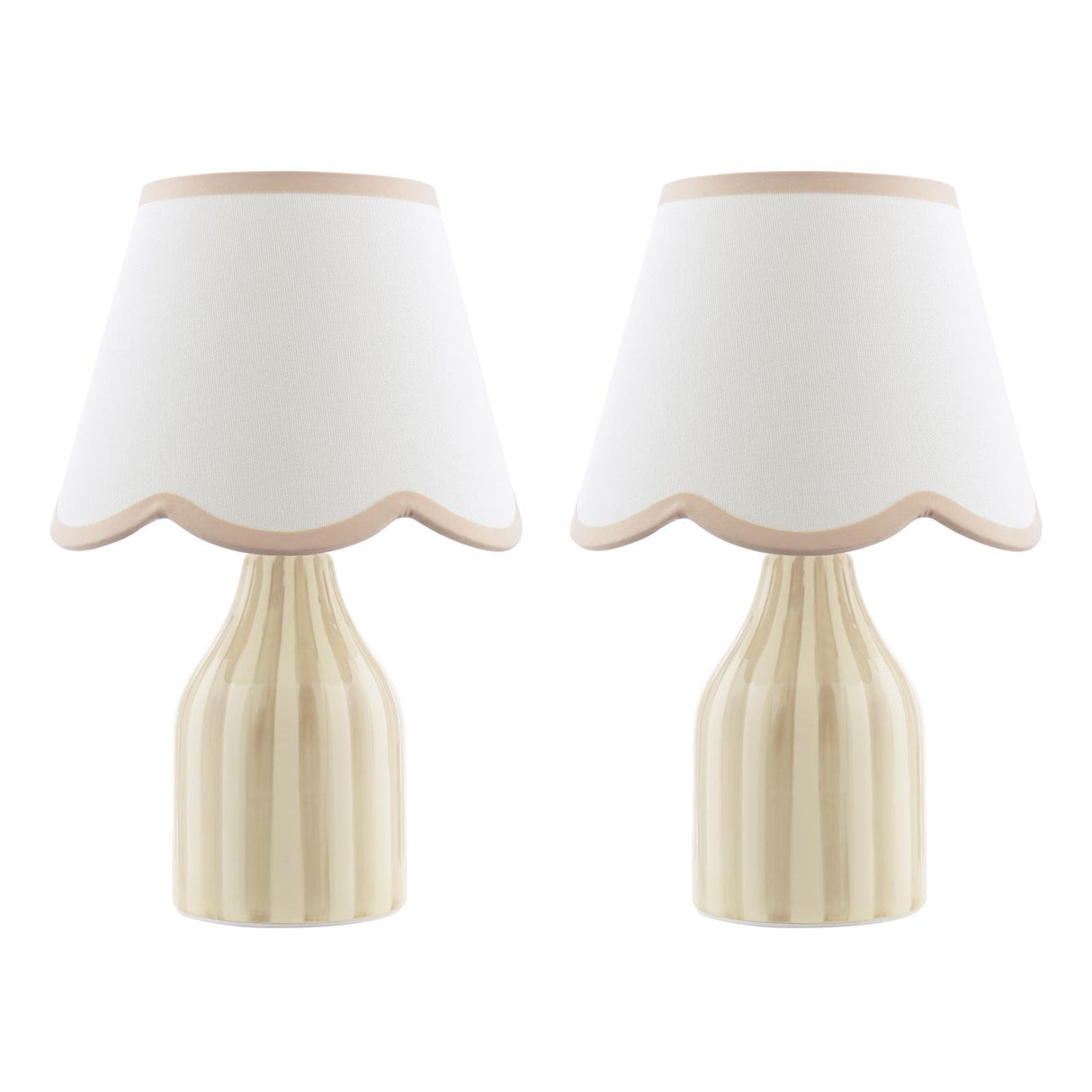 Dar Aimee Twin Pack Table Lamp Taupe Ceramic With Shade