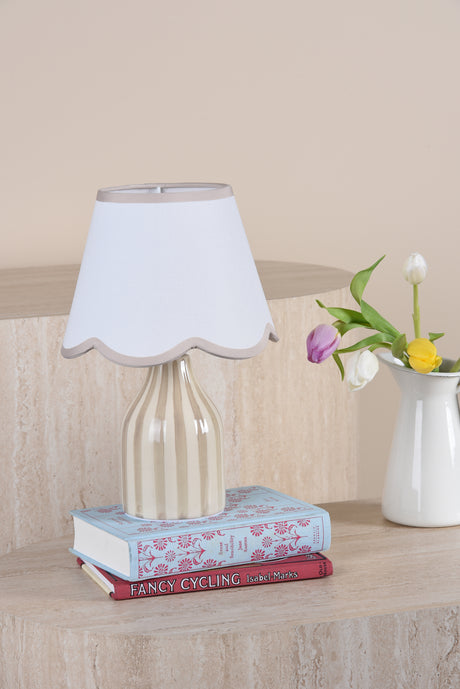 Dar Aimee Twin Pack Table Lamp Taupe Ceramic With Shade