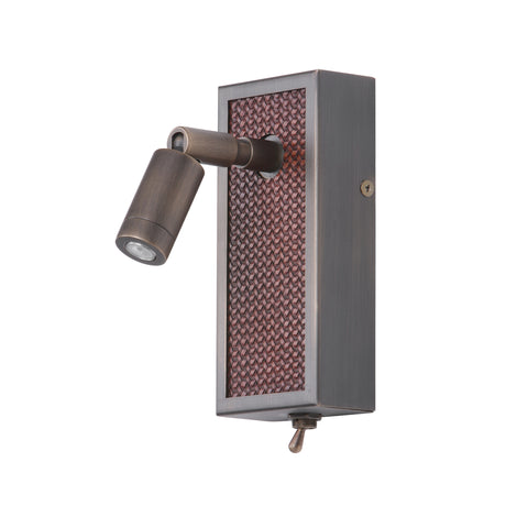 David Hunt Albany Wall Light Antique Brass and Matt Brown LED