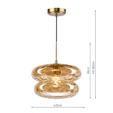 Dar Alcella Pendant Natural Brass and Amber Dimple Glass