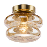 Dar Alcella Wall/Ceiling Light Natural Brass and Amber Dimple Glass