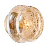 Dar Alcella Wall/Ceiling Light Natural Brass and Amber Dimple Glass