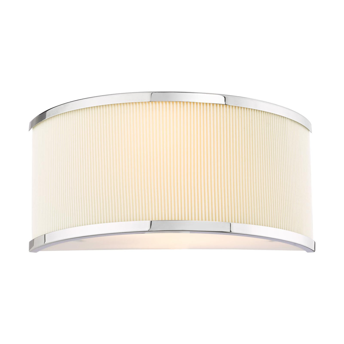 Dar Alvaro 2 Light Wall Light Polished Chrome and Ivory Micropleat Shade