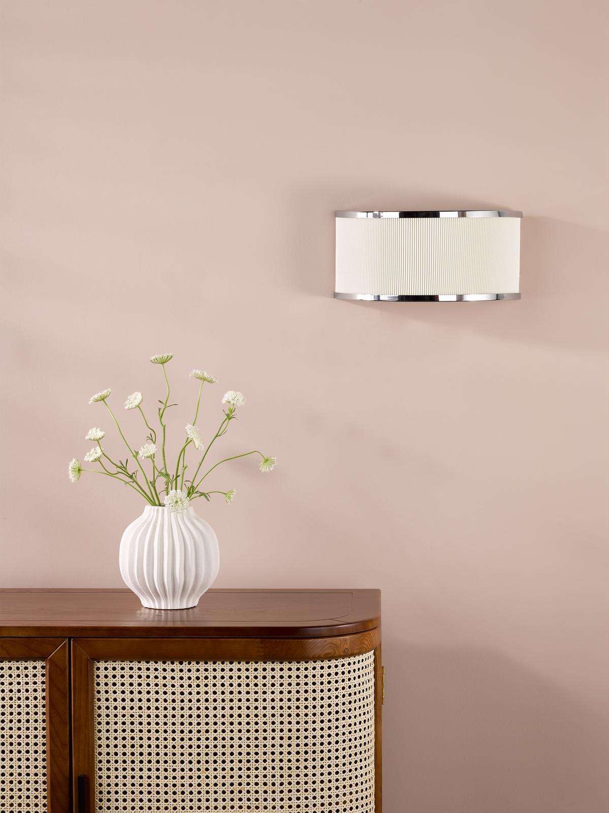 Dar Alvaro 2 Light Wall Light Polished Chrome and Ivory Micropleat Shade