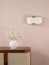 Dar Alvaro 2 Light Wall Light Polished Chrome and Ivory Micropleat Shade