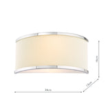 Dar Alvaro 2 Light Wall Light Polished Chrome and Ivory Micropleat Shade