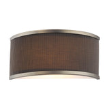 Dar Alvaro 2 Light Wall Light Antique Bronze and Brown Micropleat Shade