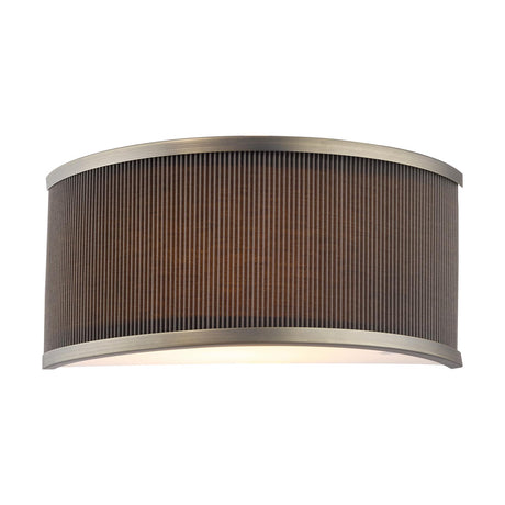 Dar Alvaro 2 Light Wall Light Antique Bronze and Brown Micropleat Shade