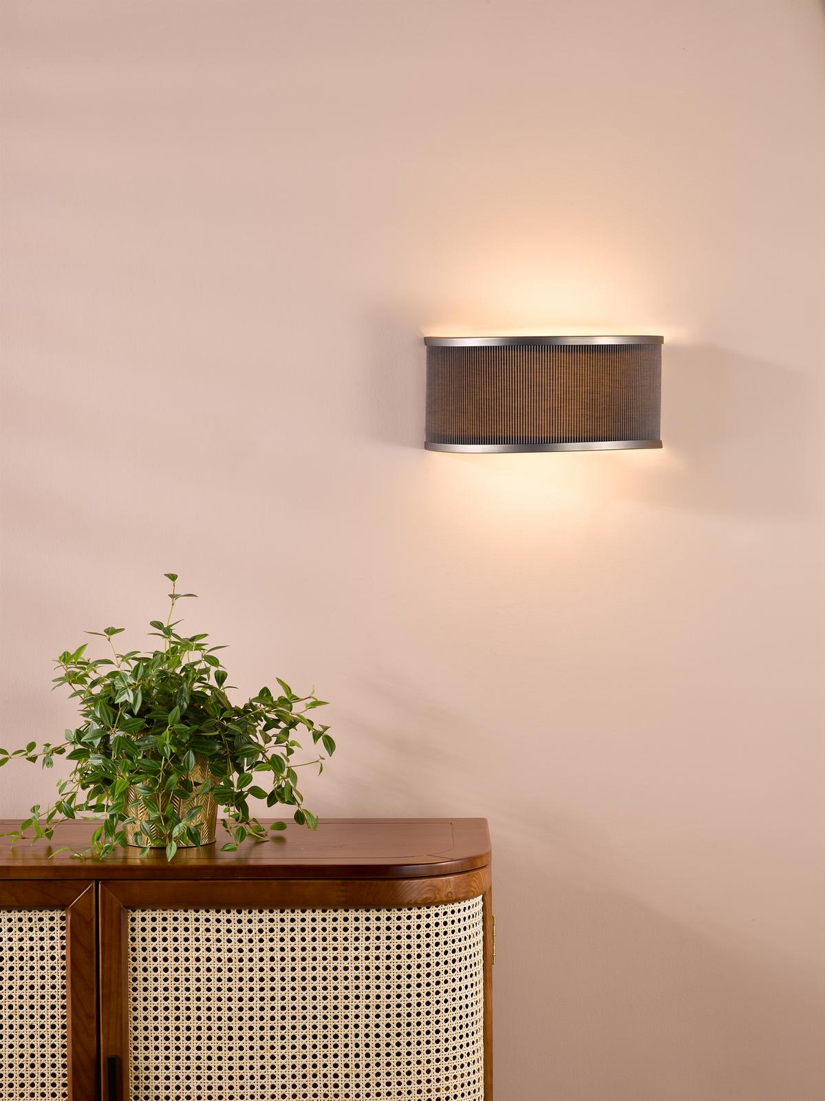 Dar Alvaro 2 Light Wall Light Antique Bronze and Brown Micropleat Shade