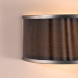 Dar Alvaro 2 Light Wall Light Antique Bronze and Brown Micropleat Shade