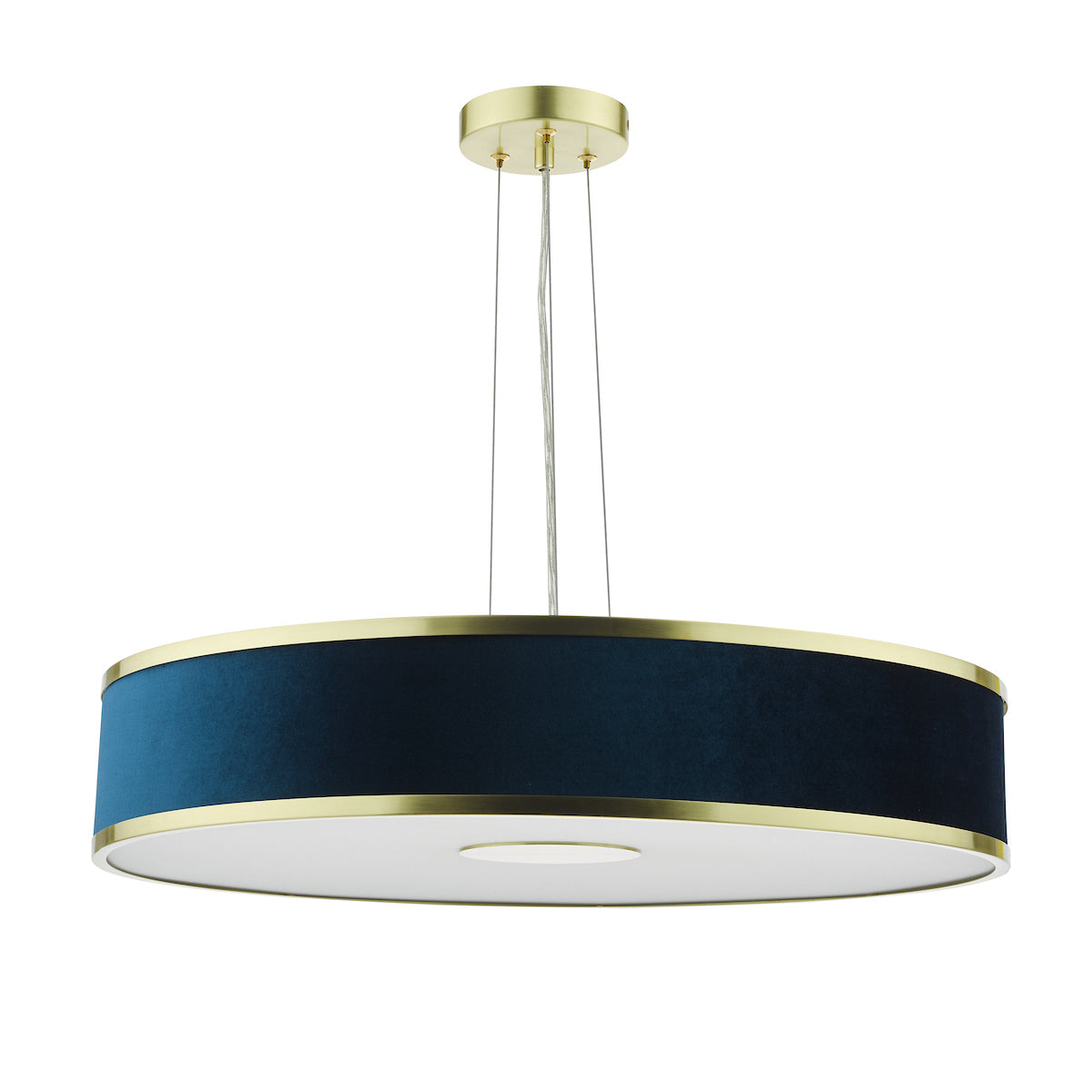 Dar Alvaro 6 Light Pendant Brushed Brass With Blue Shade –  from Amos Lighting + Home