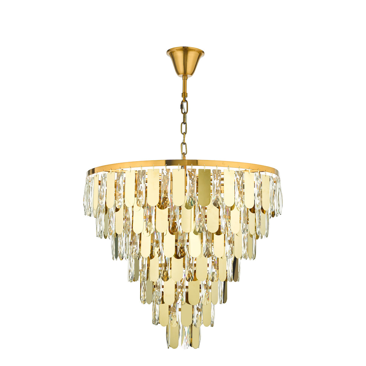 Dar Gold Collection Amira 12 Light Chandelier Polished Gold Crystal –  from Amos Lighting + Home