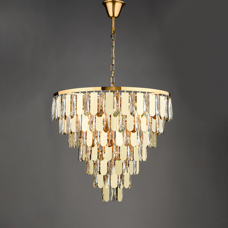 Dar Gold Collection Amira 12 Light Chandelier Polished Gold Crystal –  from Amos Lighting + Home