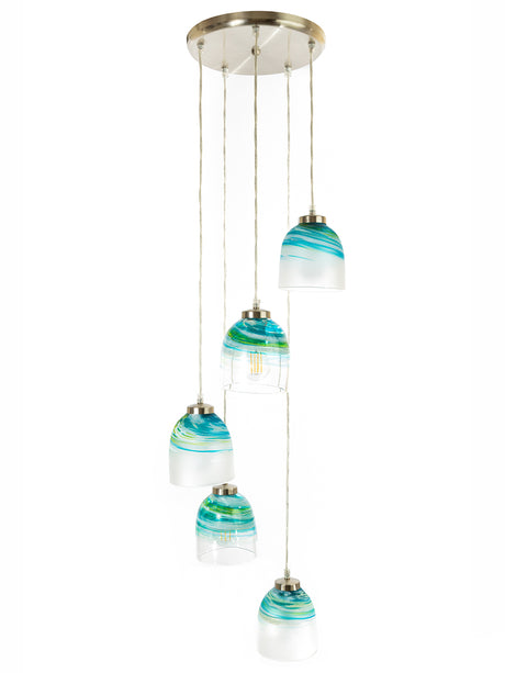 Teign Valley Glass 5 Light Cascade Pendant Wave –  from Amos Lighting + Home