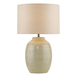 Dar Amsara Table Lamp Green Ceramic and Antique Brass With Linen Shade