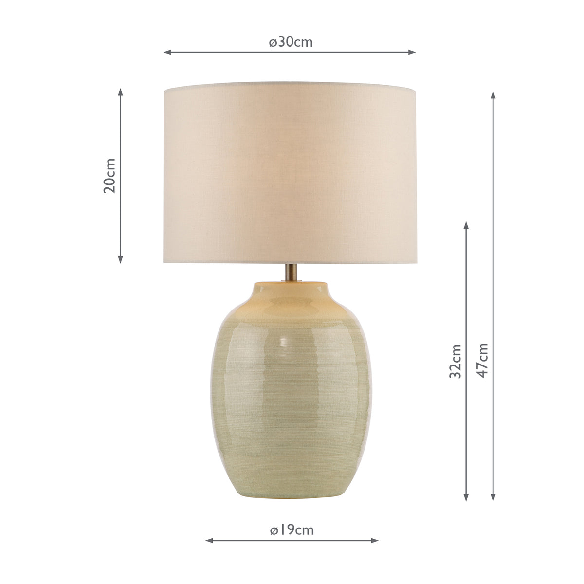 Dar Amsara Table Lamp Green Ceramic and Antique Brass With Linen Shade