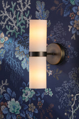 David Hunt Anais 2 Light Wall Light Opal Glass and Antique Brass