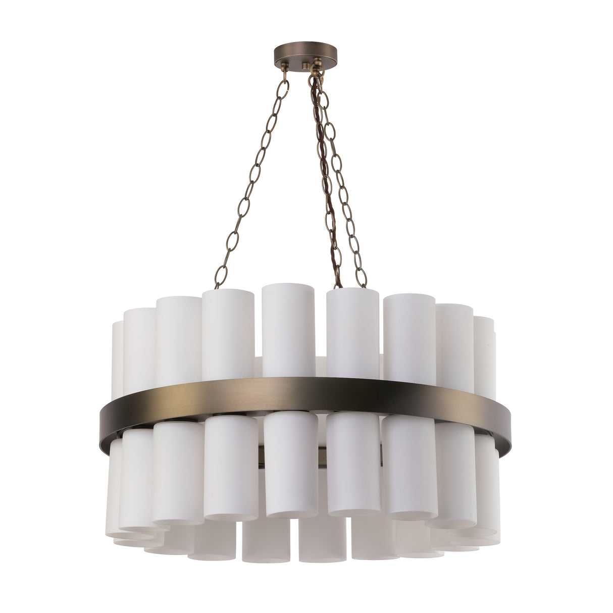 David Hunt Anais 36 Light Pendant Opal Glass and Antique Brass