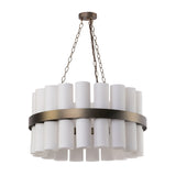 David Hunt Anais 36 Light Pendant Opal Glass and Antique Brass