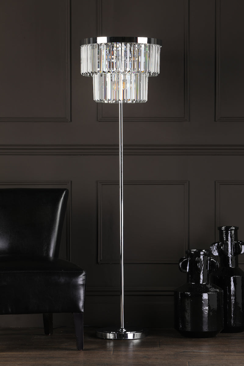 Dar Gold Collection Angel Floor Lamp Polished Chrome Crystal –  from Amos Lighting + Home