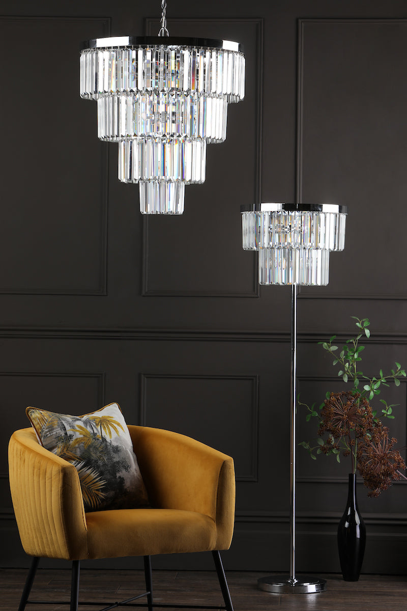 Dar Gold Collection Angel Floor Lamp Polished Chrome Crystal –  from Amos Lighting + Home