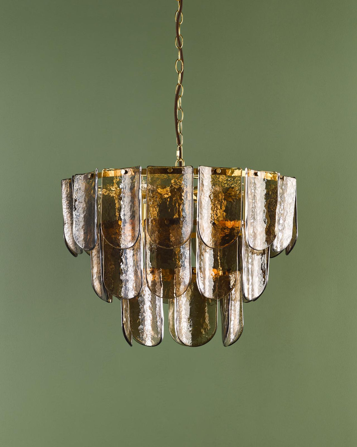 Dar Anielle 9 Light Chandelier Natural Brass and Tea Smoked Glass