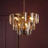 Dar Anielle 9 Light Chandelier Natural Brass and Tea Smoked Glass