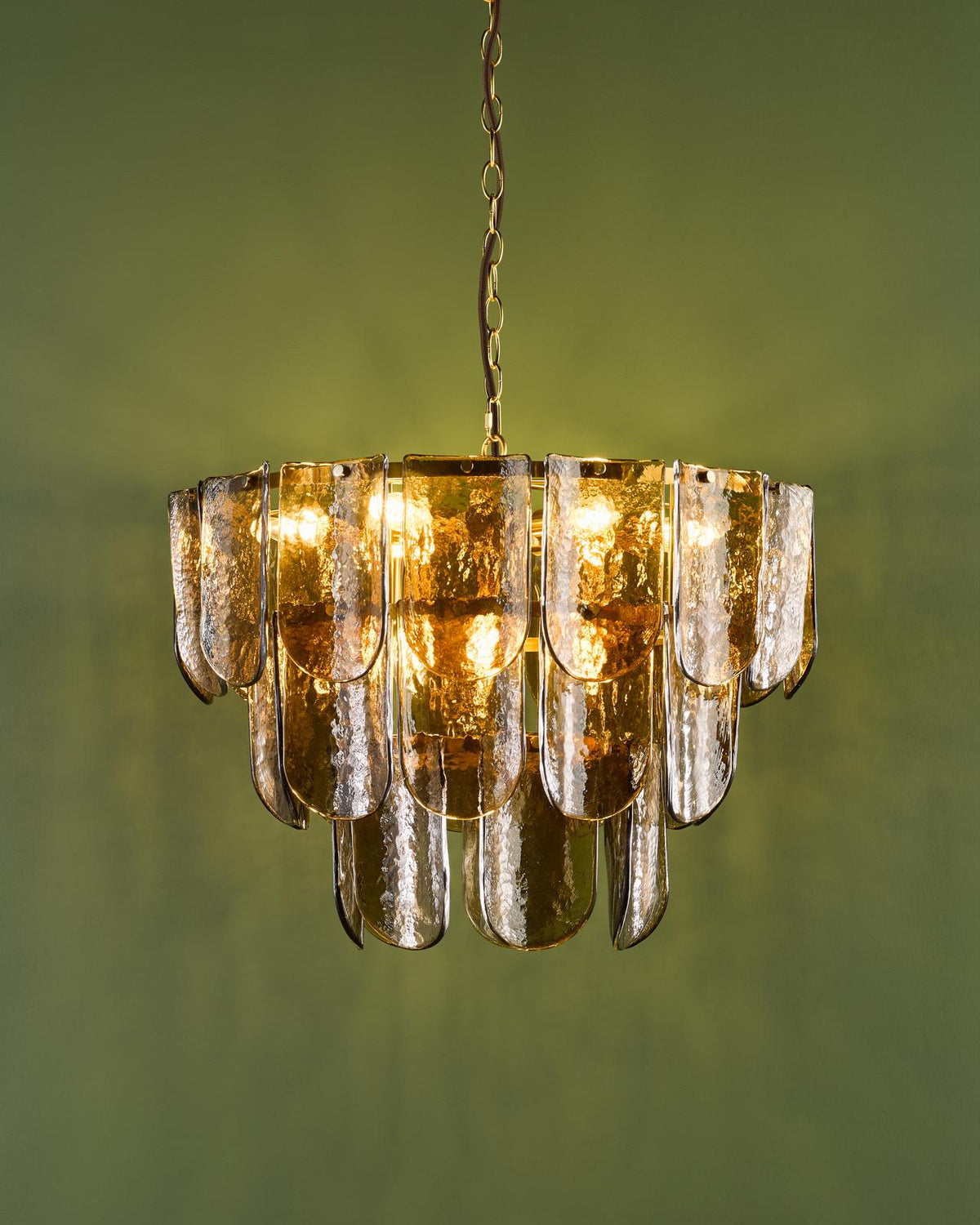 Dar Anielle 9 Light Chandelier Natural Brass and Tea Smoked Glass