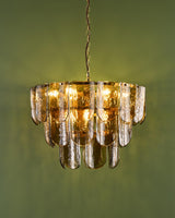 Dar Anielle 9 Light Chandelier Natural Brass and Tea Smoked Glass