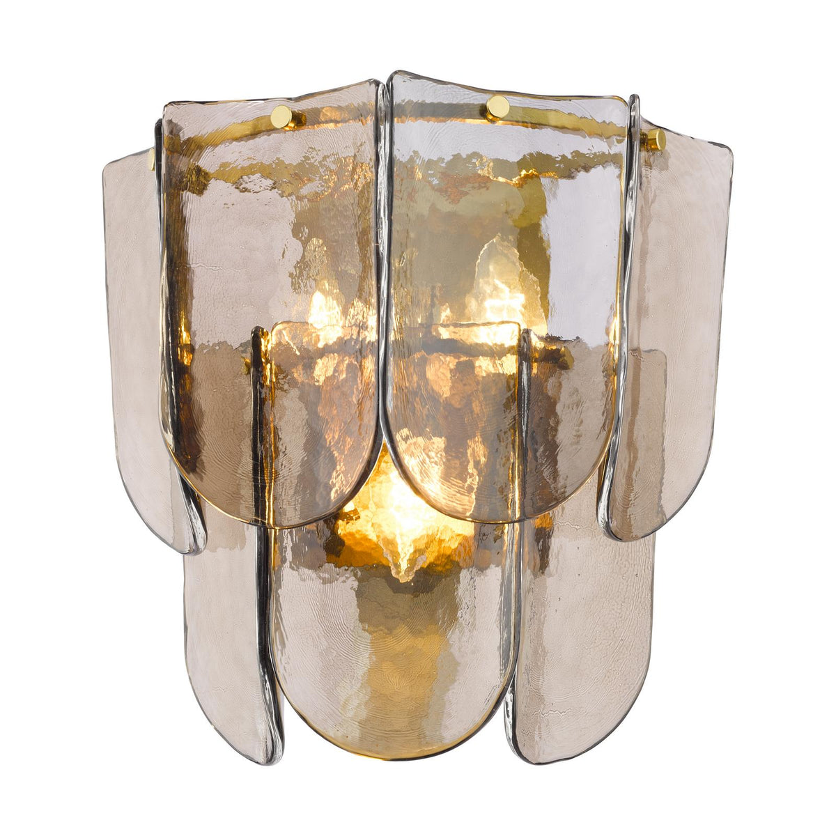 Dar Anielle 3 Light Wall Light Natural Brass and Tea Smoked Glass