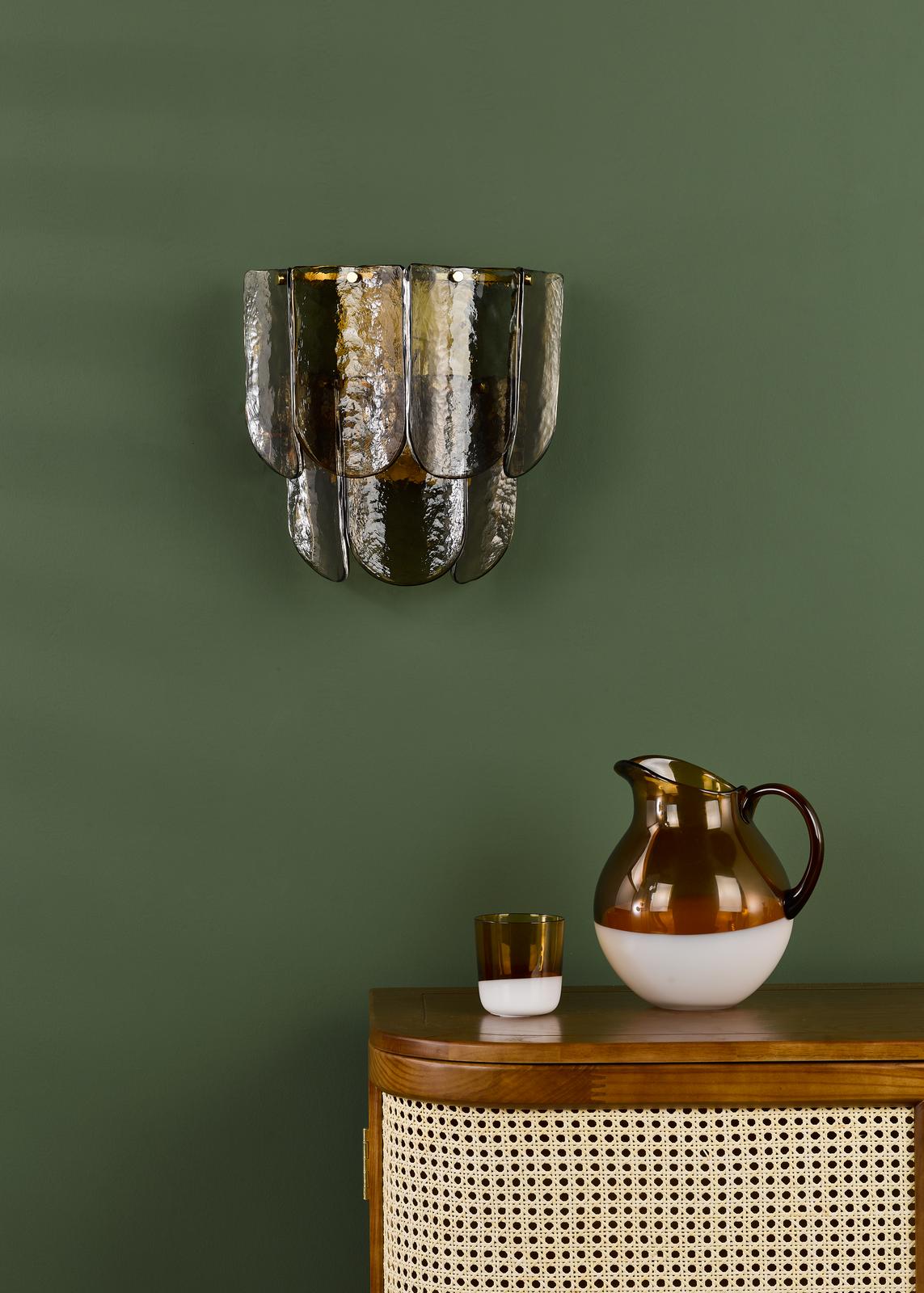 Dar Anielle 3 Light Wall Light Natural Brass and Tea Smoked Glass
