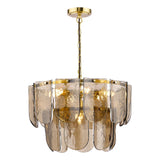 Dar Anielle 7 Light Chandelier Natural Brass and Tea Smoked Glass
