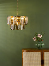 Dar Anielle 7 Light Chandelier Natural Brass and Tea Smoked Glass