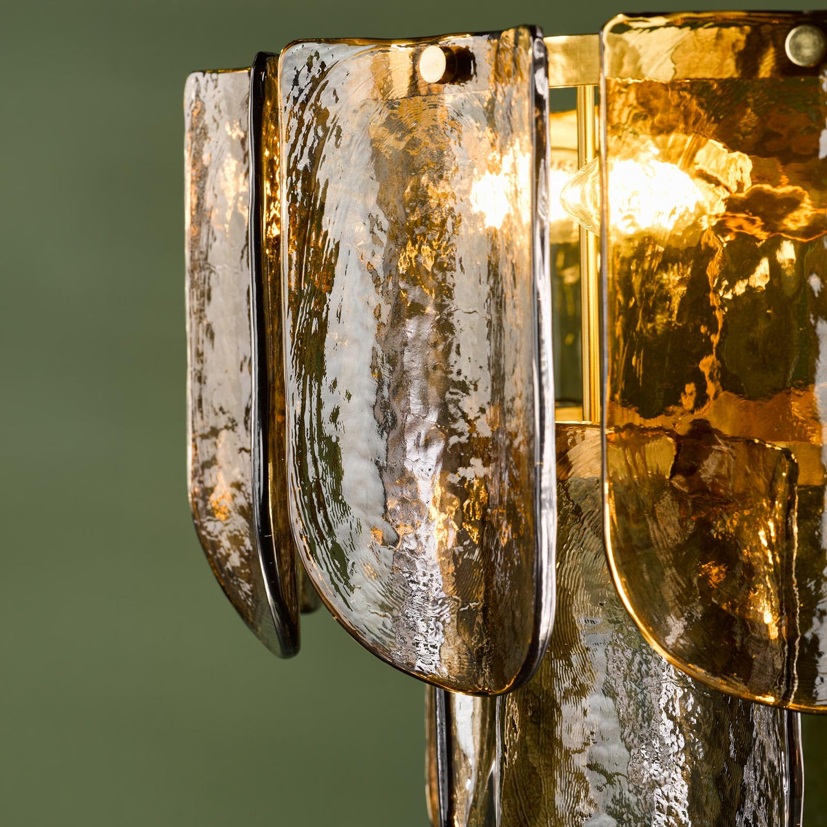 Dar Anielle 7 Light Chandelier Natural Brass and Tea Smoked Glass