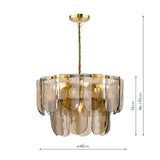Dar Anielle 7 Light Chandelier Natural Brass and Tea Smoked Glass