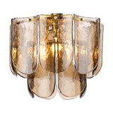 Dar Anielle 3 Light Flush Natural Brass and Tea Smoked Glass
