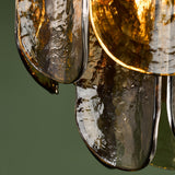 Dar Anielle 3 Light Flush Natural Brass and Tea Smoked Glass