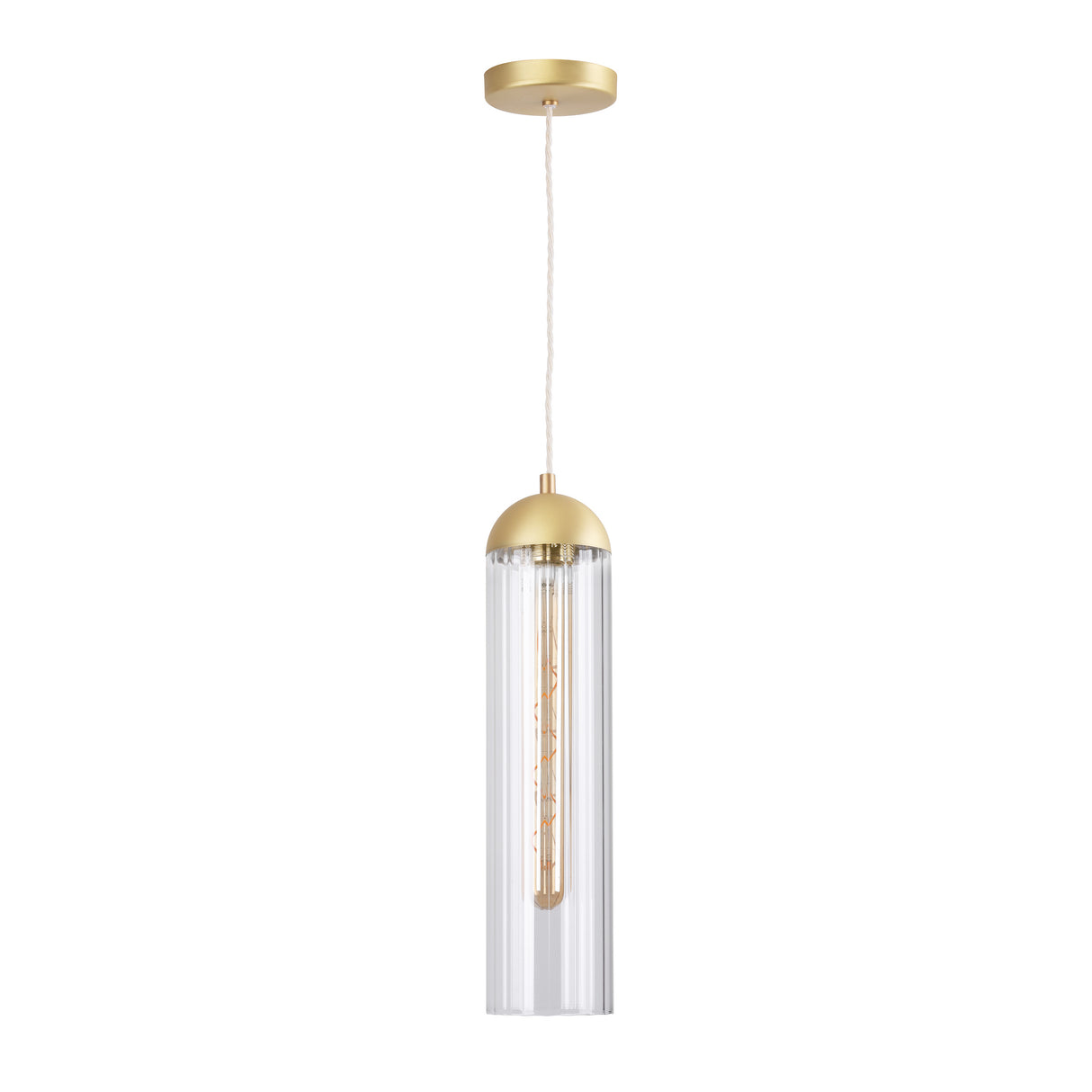 David Hunt Anouk Pendant Ribbed Glass and Brushed Brass