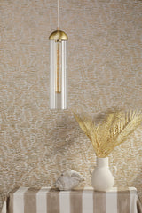 David Hunt Anouk Pendant Ribbed Glass and Brushed Brass