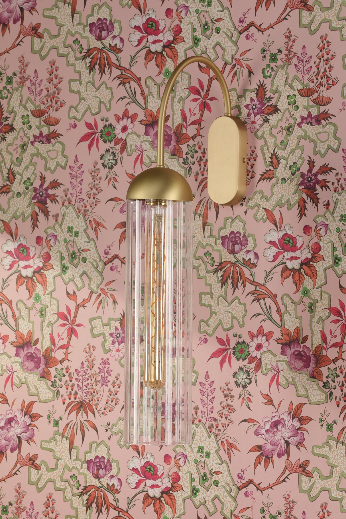 David Hunt Anouk Wall Light Ribbed Glass and Brushed Brass