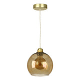 David Hunt Apollo Single Pendant Butter Brass and Amber Glass