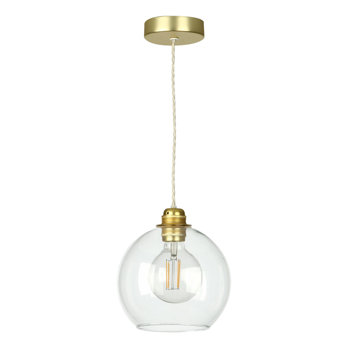 David Hunt Apollo Single Pendant Butter Brass and Glass