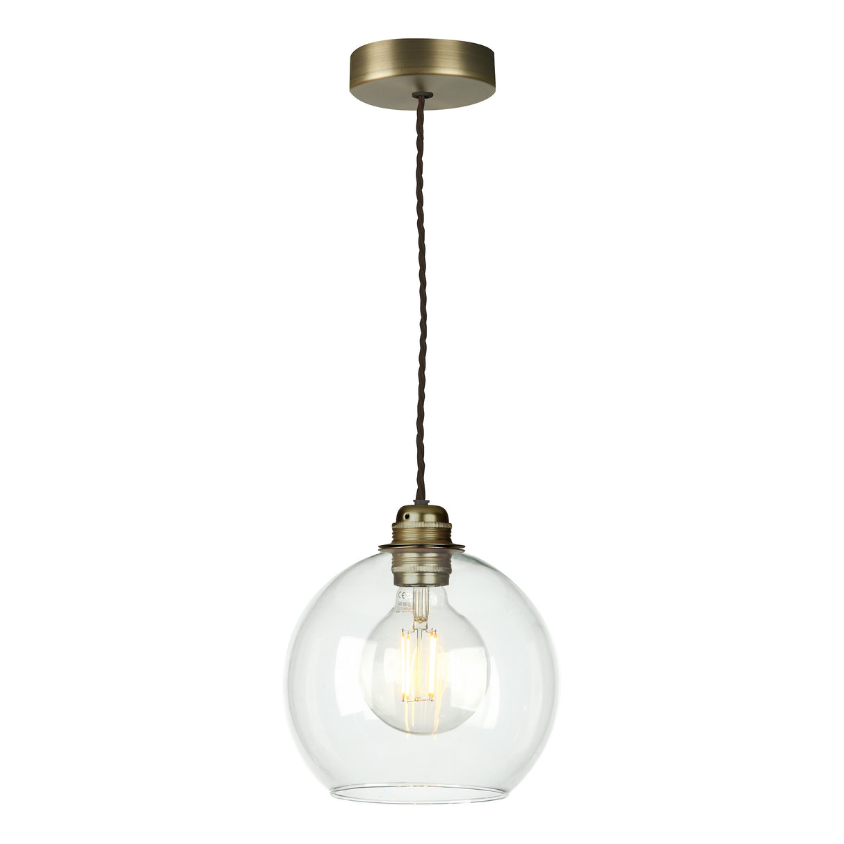 David Hunt Apollo Single Pendant Antique Brass and Glass