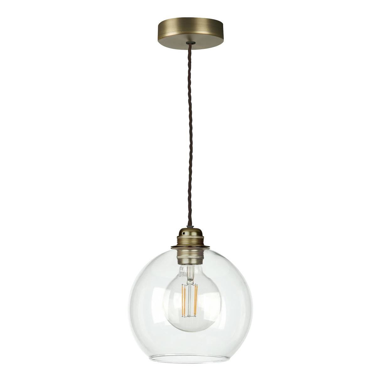 David Hunt Apollo Single Pendant Antique Brass and Glass