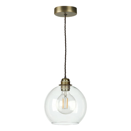 David Hunt Apollo Single Pendant Antique Brass and Glass