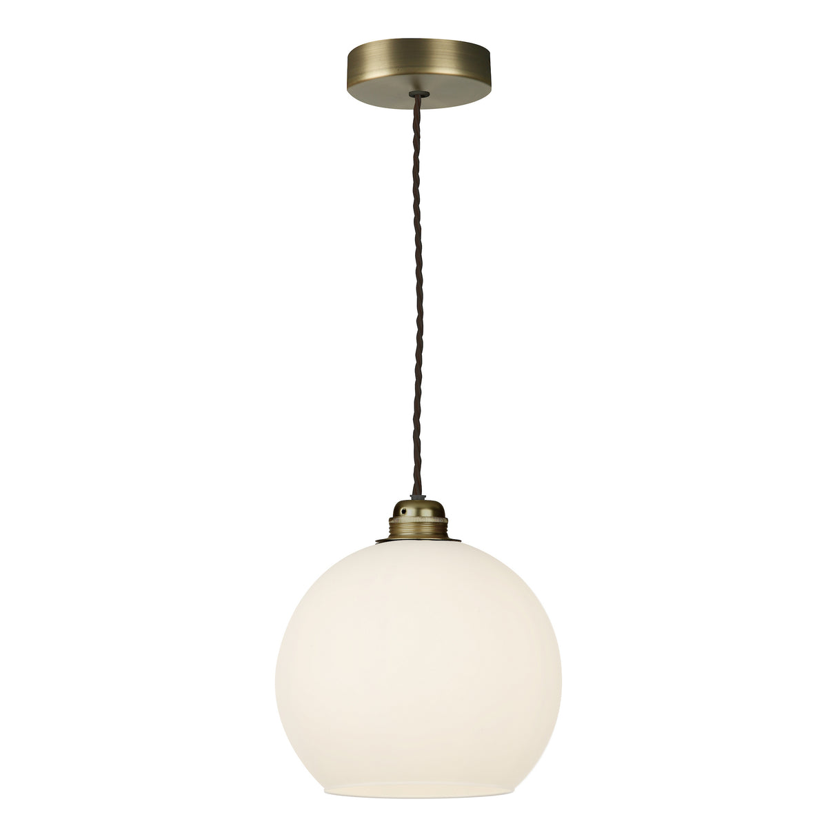 David Hunt Apollo Single Pendant Antique Brass and Opal Glass