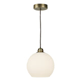 David Hunt Apollo Single Pendant Antique Brass and Opal Glass