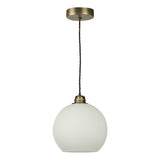 David Hunt Apollo Single Pendant Antique Brass and Opal Glass